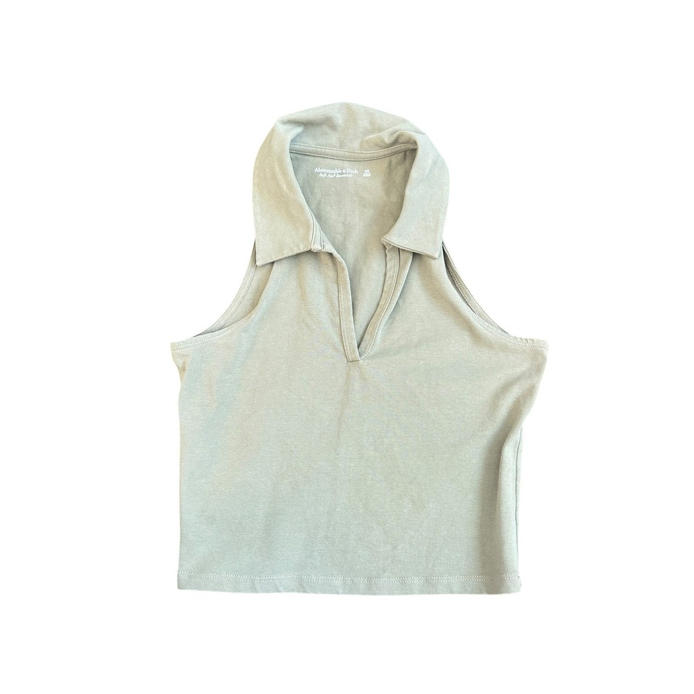 Abercrombie & Fitch Soft A&F Essentials Polo Tank Top Sage Green Women's XS